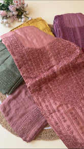 Semi silk Chikankari embroidered suit-16592